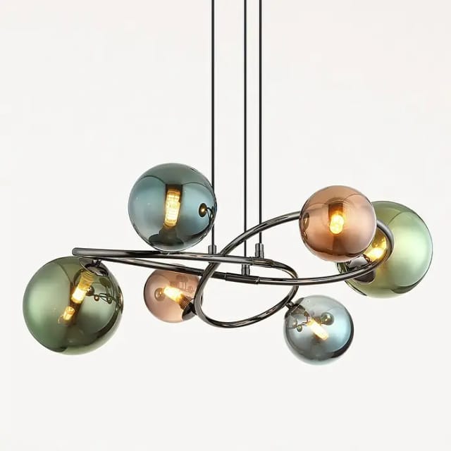 GLOBO LIGHTING LED-Hängeleuchte RIHA, Leuchtmittel wechselbar, Warmweiß, Hängelampe, Glas, Wohnzimmer, Esszimmer