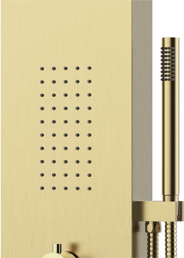Marwell Duschsäule Essenza gold, Höhe 125 cm, Edelstahl Regendusche, 125x20 cm