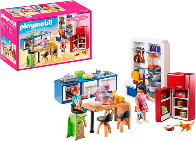Playmobil® Familienküche (70206), Dollhouse Konstruktions-Spielset, (129 St), Made in Germany