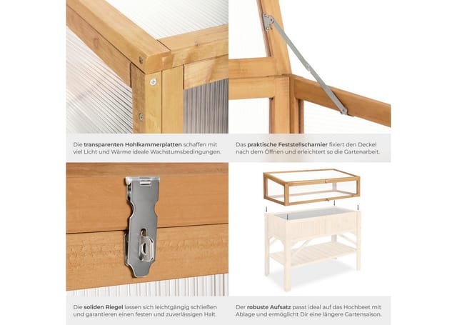 tectake Hochbeet Frühbeet-Aufsatz, aus Holz