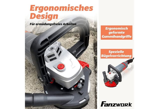 Fanzwork Winkelschleifer 1500W Betonschleifer mit 125mm Diamanttopf PROFI & Absaughaube, Ideal für Beton, Estrich und Fliesenkleber Schleifen
