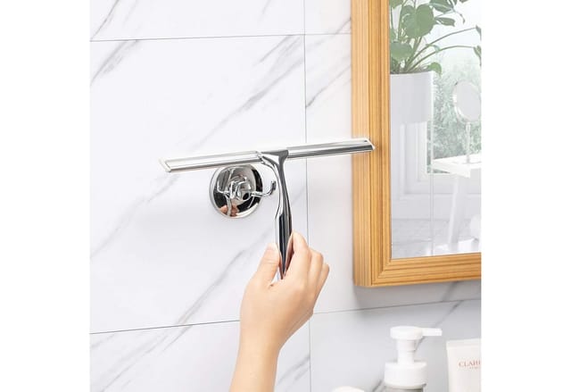 Elegear Duschabzieher aus Edelstahl, 25/30cm Wasserabzieher, Duschwischer ohne Bohren, (Fensterabzieher, 1-St., mit Haken & Silikon Ersatzlipp), Glasschaber mit Haken für Bad/Fenster