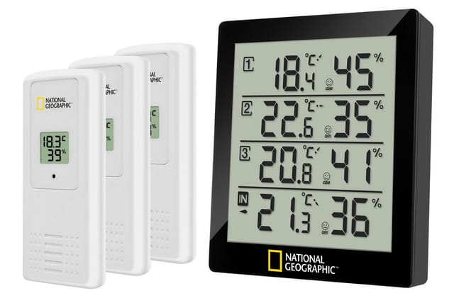NATIONAL GEOGRAPHIC Hygrometer NATIONAL GEOGRAPHIC Digitales Thermo-Hygrometer für 4 Messbereiche - …
