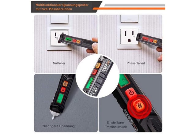 TACKLIFE Spannungsprüfer Berührungsloses Spannungsprüfgerät mit Display