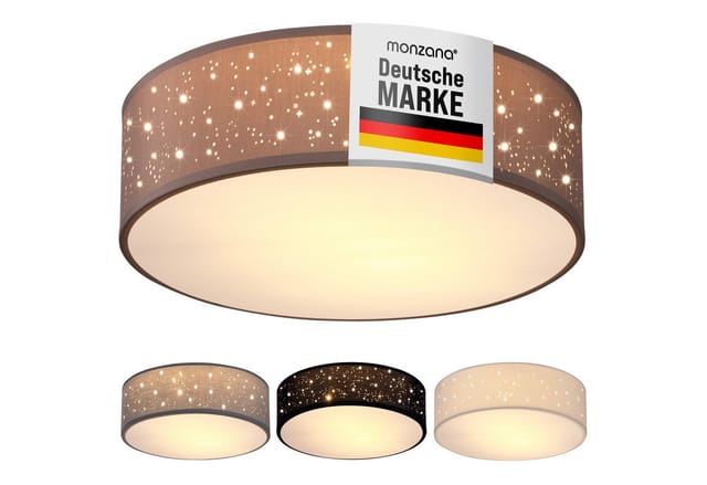 monzana Deckenleuchte, 38 cm, Sternenhimmel Rund Stoffschirm 38 cm 2-Flammig E27 Modern