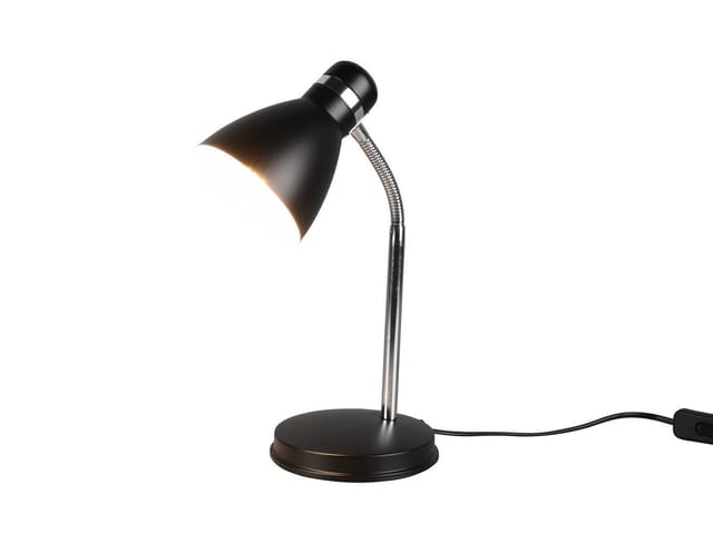Reality Leuchten LED Schreibtischlampe, LED wechselbar, Warmweiß, Arbeitsplatzleuchte & Leselampe Schwanenhalslampe Bett Schwarz, H 33cm