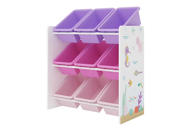 en.casa Kinderregal, »Muxía« mit 9 Ablagekisten Ozean-Motiv 60x62x26,5 cm