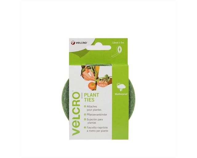 VELCRO Plant Ties Pflanzschnur, 12 mm x 5 m, Grün, Pflanzenanbinder, mit Klett, witterungsbeständig