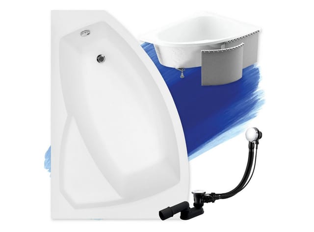 KOLMAN Badewanne Eckbadewanne Rima 130x85, (Links/Rechts), Ablaufgarnitur & Füße GRATIS