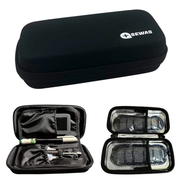 SEWAS Diabetic Care Aufbewahrungstasche Hardcase für Diabetes Zubehör, Reisetasche inkl. 2 Kühlpad´s, Stoßfest, Gürtelschlaufe, kühlendes Innenmaterial, 2xKühlpad´s