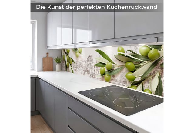 Rodnik Küchenrückwand Grüne Oliven, monolithische ABS-Platte mit Direktdruck, formstabil und langlebig