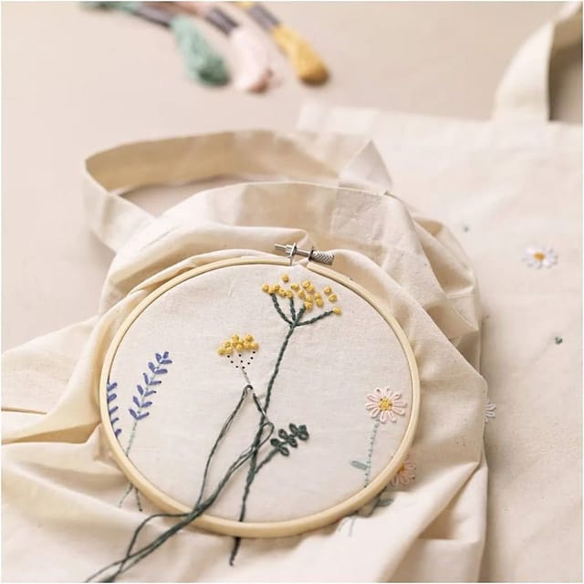 creativ company Kreativset Starter Set Sticken, Blumen-Beutel