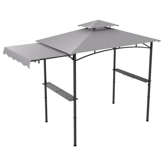 COSTWAY Grillpavillon, 318 x 153 x 250 cm BBQ Pavillon mit Seitenmarkise