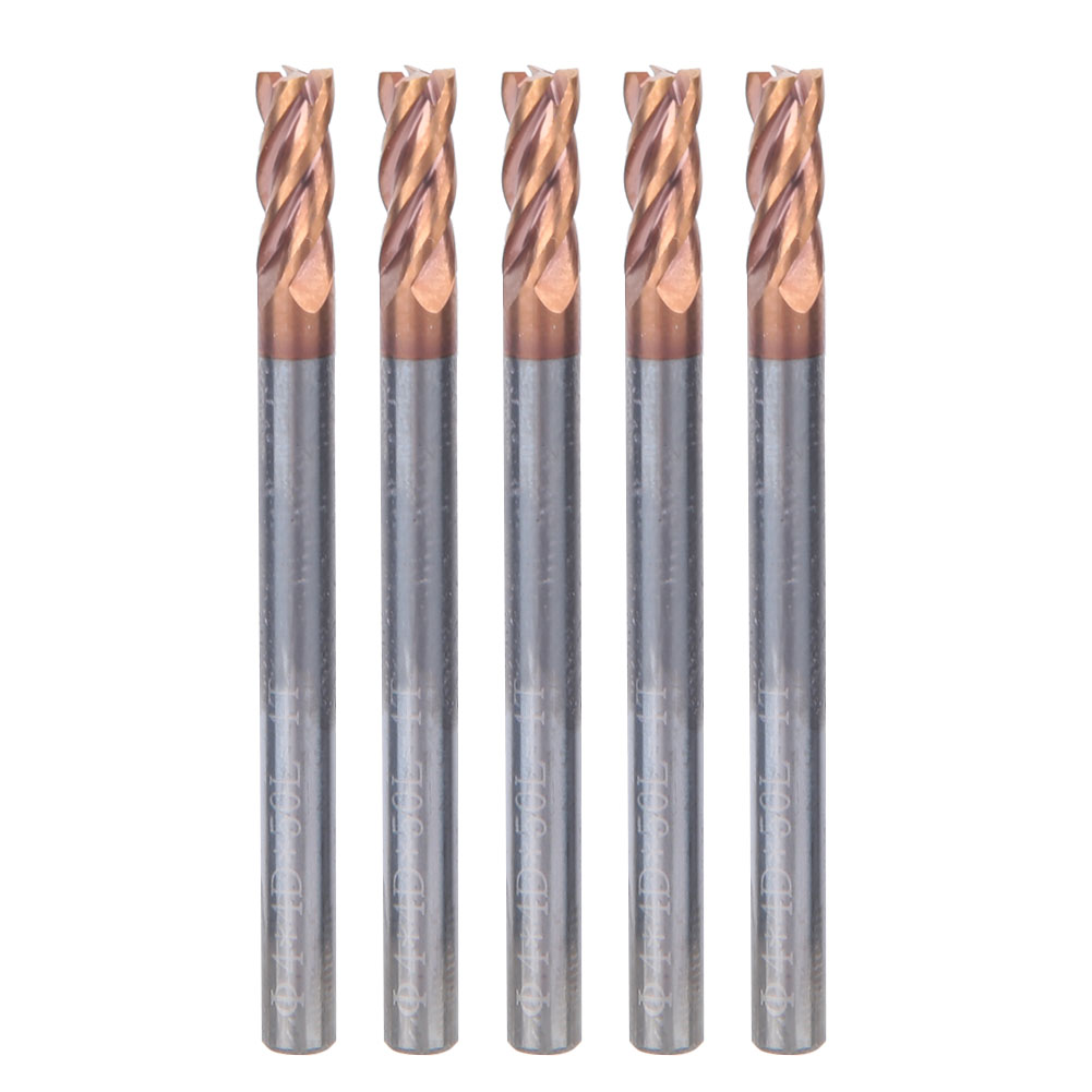4-mm-4-schneidige Cnc-fräser Mit Nano-beschichtung, Hartmetall-fräser Für Die Präzisionsbearbeitung (5er-set)