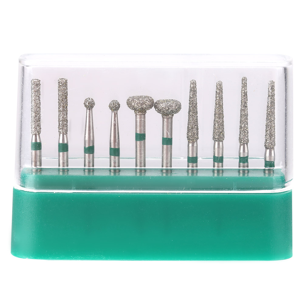 Set Mit 10 Zahnärztlichen Diamantbohrern Mit 1,6 Mm Rundem Edelstahlgriff