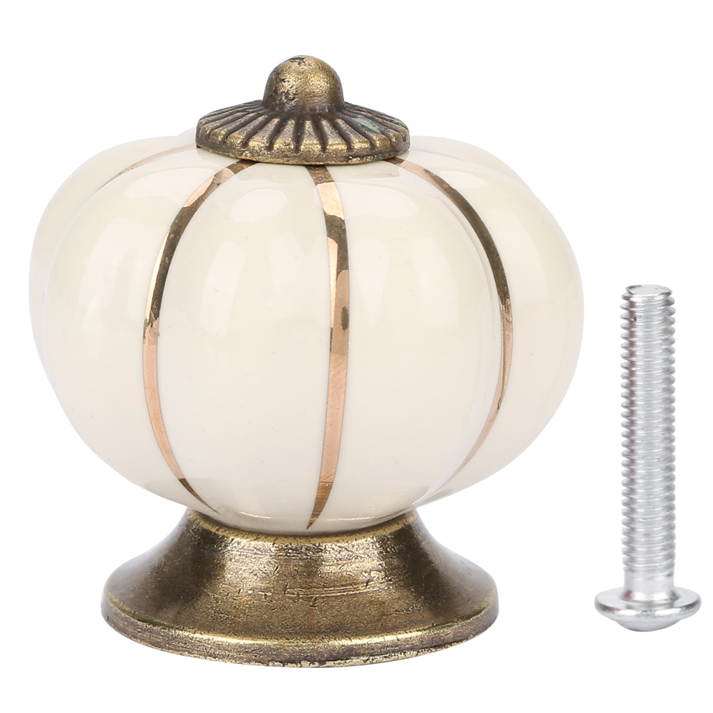 Schubladengriff Aus Keramik Im Europäischen Stil, Kürbismotiv Für Schlafzimmermöbel (beige)