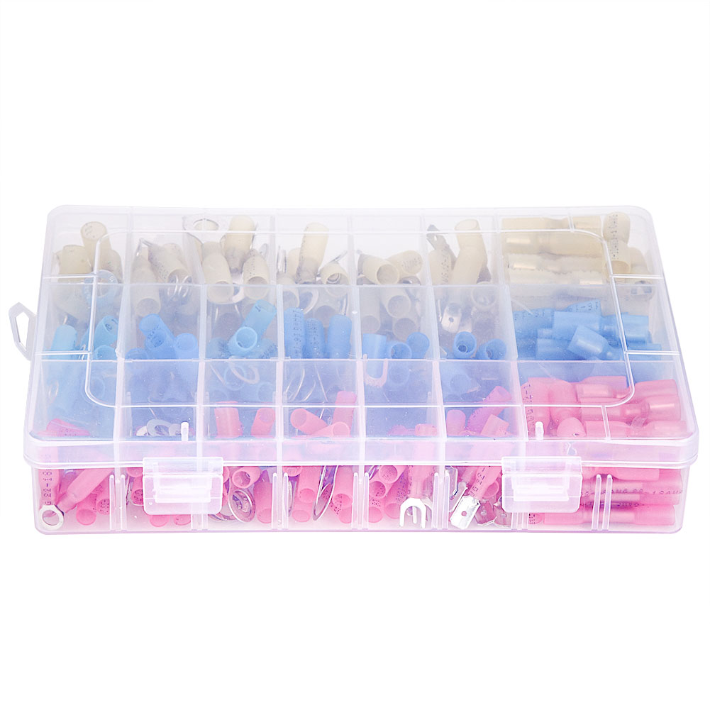 Set Mit 240 Stück Wärmeschrumpfenden, Isolierten Elektrischen Steckverbindern, Rote, Blaue Und Gelbe Klemmen