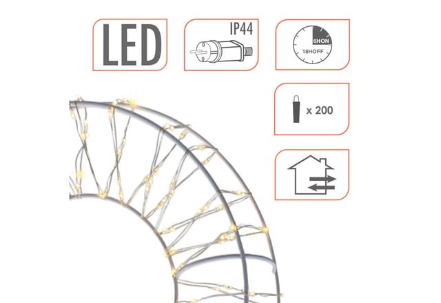 Spetebo LED Dekofigur Metall Kranz weiß Ø 30 cm - Weihnachten Deko Beleuchtung, Timer Funktion, LED fest integriert, warm weiß, IP44 Spritzwasserschutz