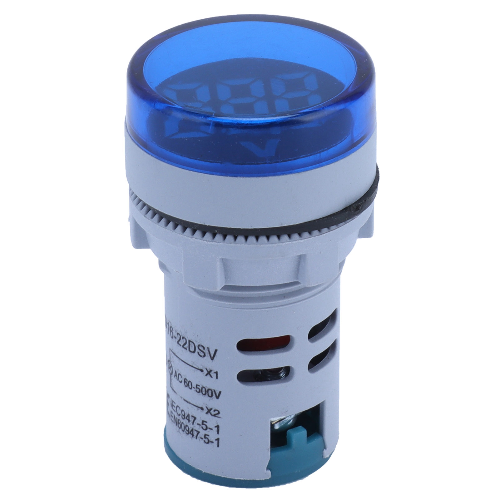 Digitale Spannungsanzeige Ad16-22fsv, Runde Form, 60–500 V Ac, Blaue Anzeige
