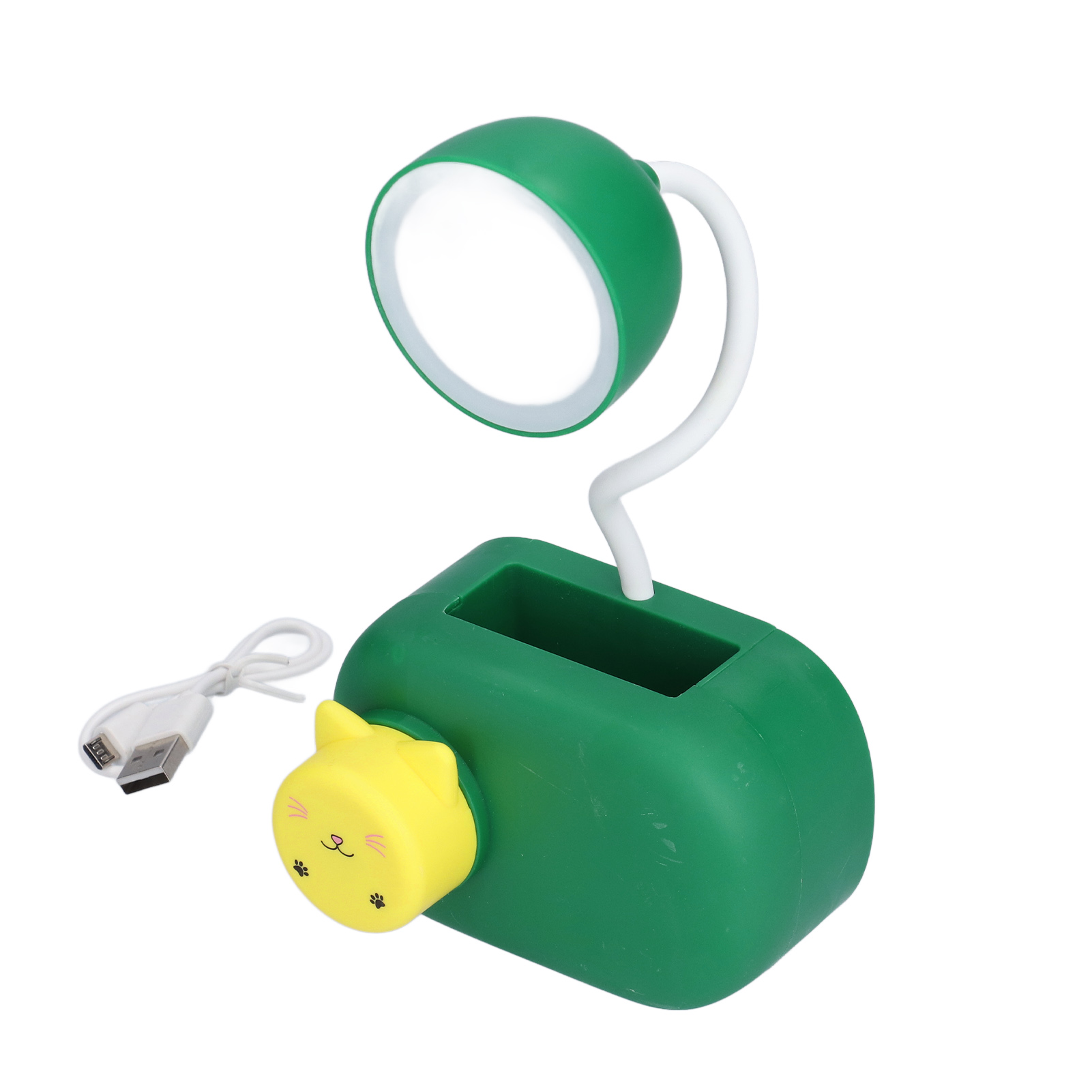 Niedliche Multifunktionale Led-schreibtischlampe Mit Katzenmotiv, Anspitzer Und Usb-kabel – Ideal Für Büro, Schlafzimmer Oder Als Geschenk – Dunkelgrün