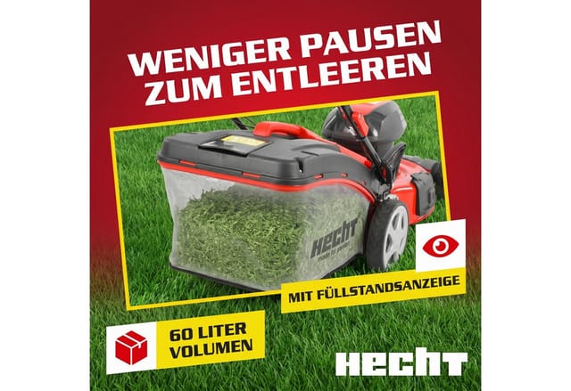 Hecht Elektrorasenmäher mit Radantrieb 1800 W 5in1 50 Liter Fangkorb, 46 cm Schnittbreite, Schnitthöhenverstellung - Mulchkit - 3,3 km/h