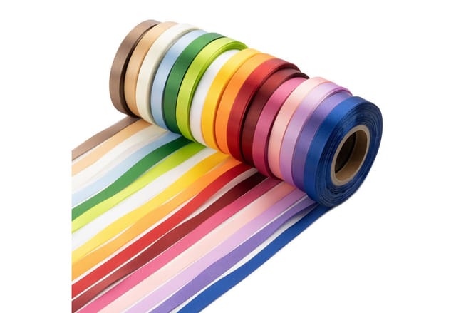 WIESEN.design Satinband Geschenkband 16 Farben (23m x 10mm p. Rolle), Schleifenband, Stoffband, Bänder zum Basteln, Seidenband, Satinbänder bunt, gratis Lieferung