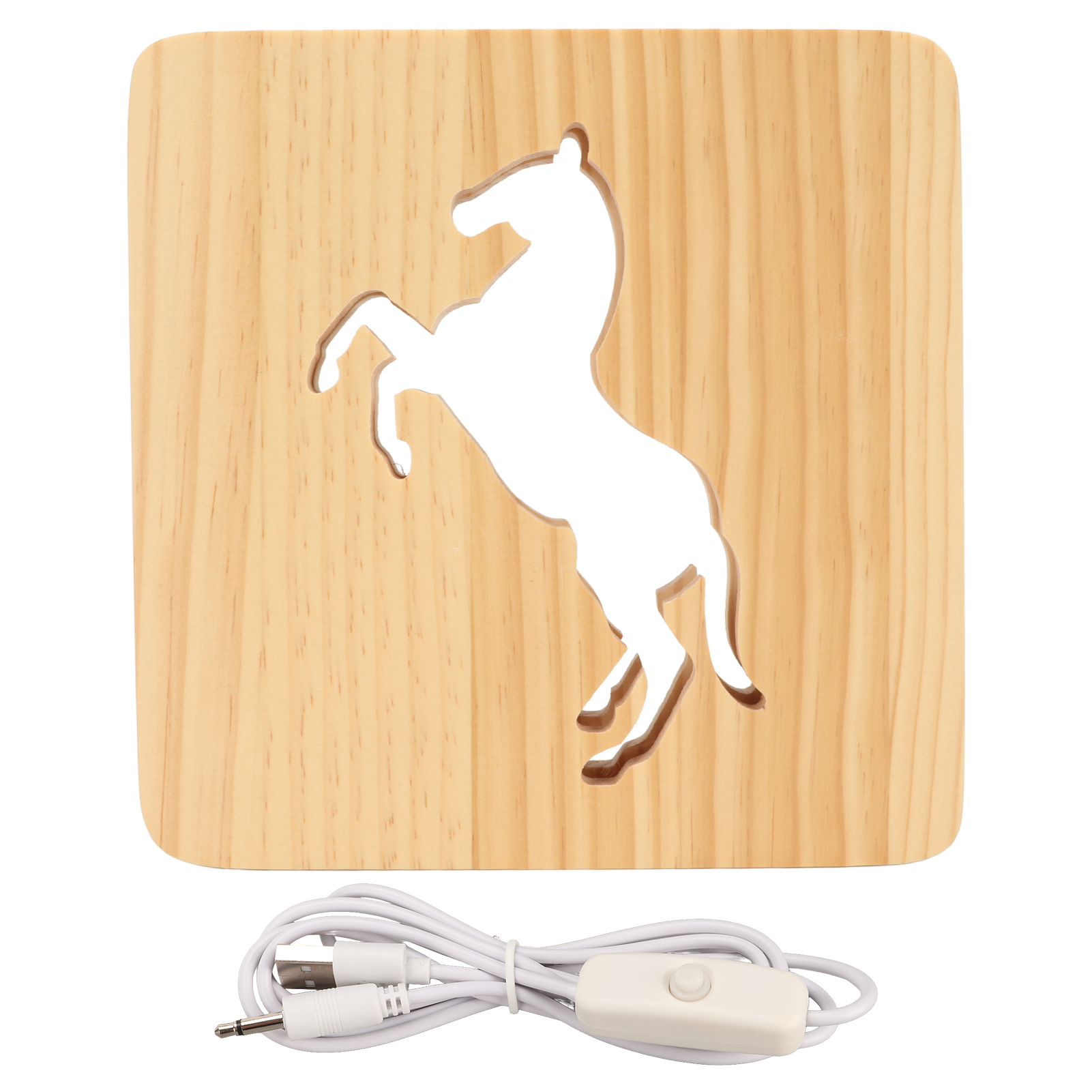 Hohl Geschnitzte, Pferdeförmige Nachttischlampe Aus Holz, Dekorative Led-lampe Mit Augenschutz, Elegantes Nachtlicht Fürs Schlafzimmer