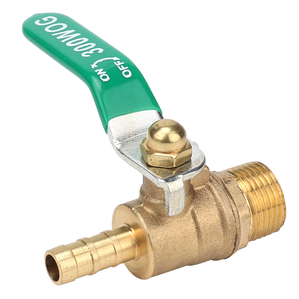 Kugelhahn Aus Messing Mit 3/8"-außengewinde Und 12-mm-schlauchanschluss, Grüner Hebel