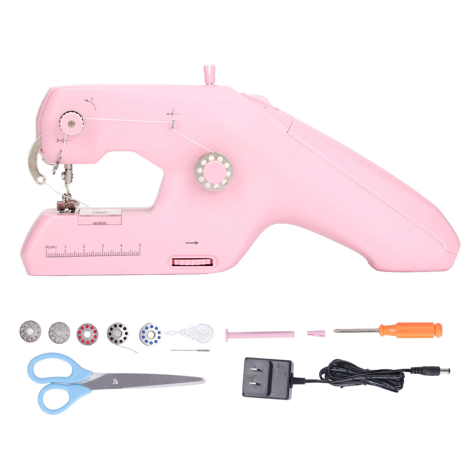 Mini-elektro-nähmaschine, Tragbar, Rosa, Doppelfaden, Für Schnelle Reparaturen In Eigenregie, 110–240 V