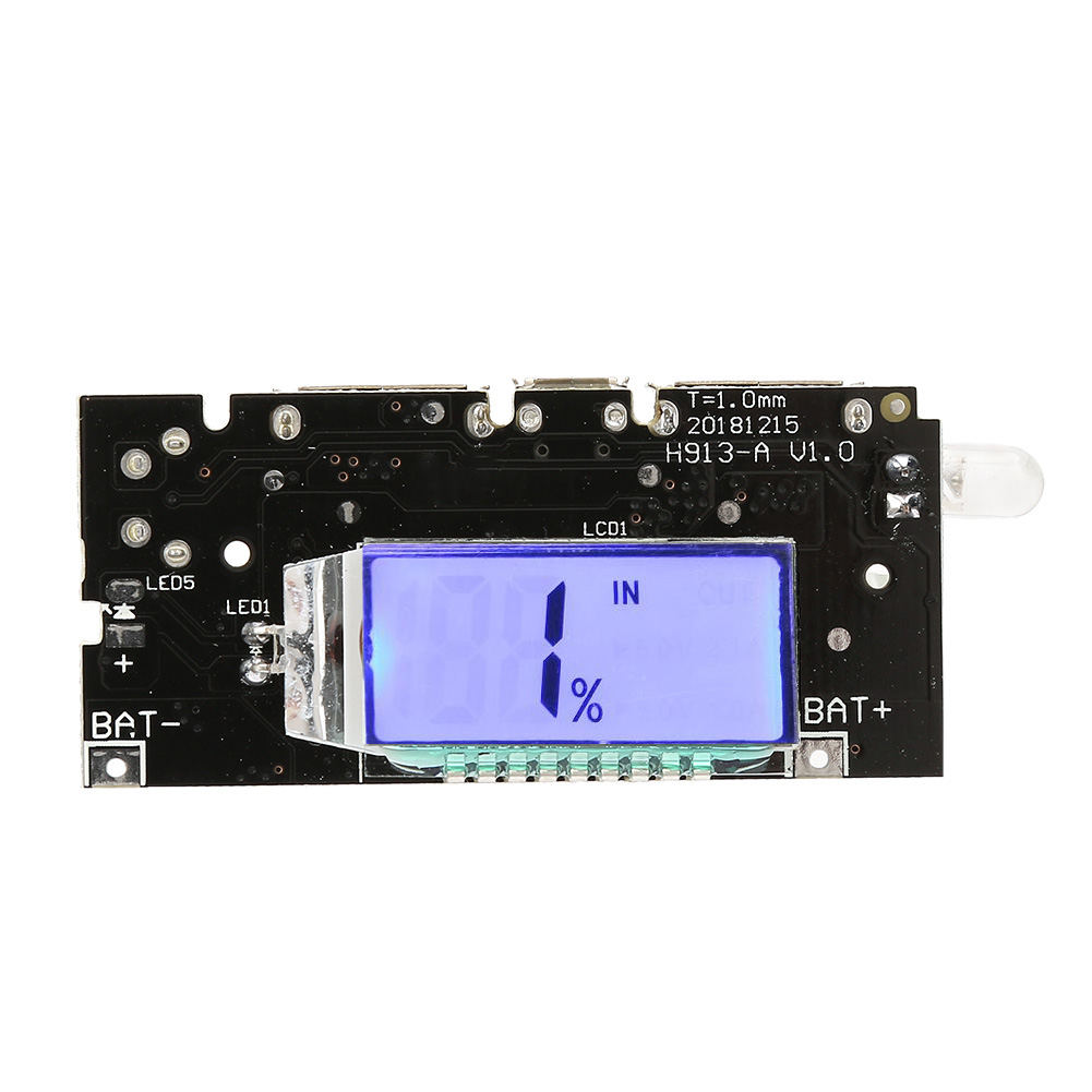 Selbstbau-lademodul Für 18650-akkus Mit Lcd-bildschirm Und Zwei 5v-usb-anschlüssen (1a/2,1a)