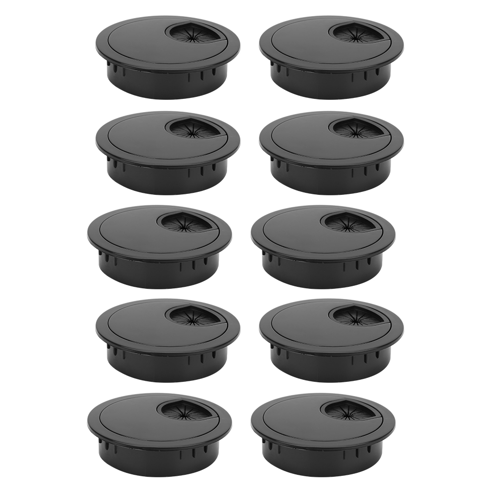 10 Stück Glänzend Schwarze Kabeldurchführungen Für Den Schreibtisch, Aus Abs-kunststoff, 60 Mm Kabelorganisator