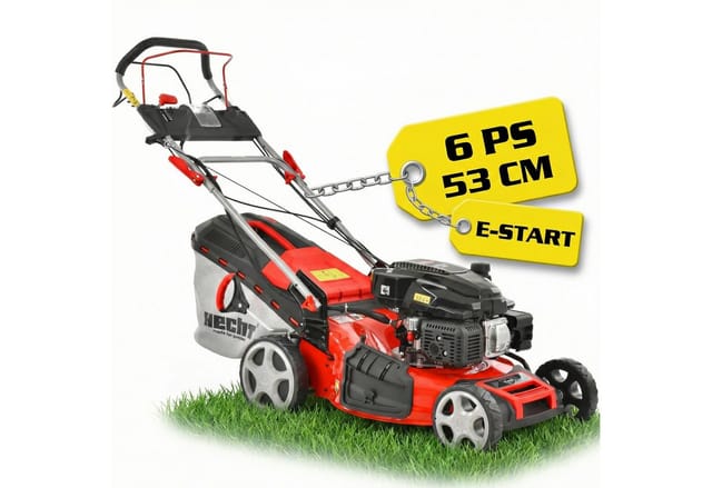 Hecht Benzinrasenmäher 554 SXE 5in1 mit Radantrieb Elektrostart, 53 cm Schnittbreite, Mulchkit, 6,5 PS