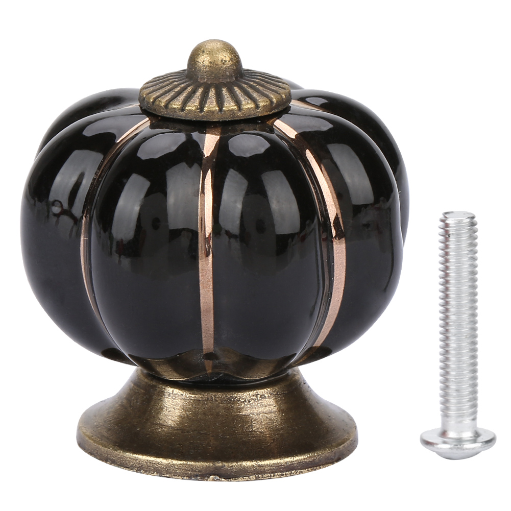 Schubladengriff Aus Keramik Im Europäischen Kürbis-stil Für Küchen- Und Badezimmermöbel (schwarz)