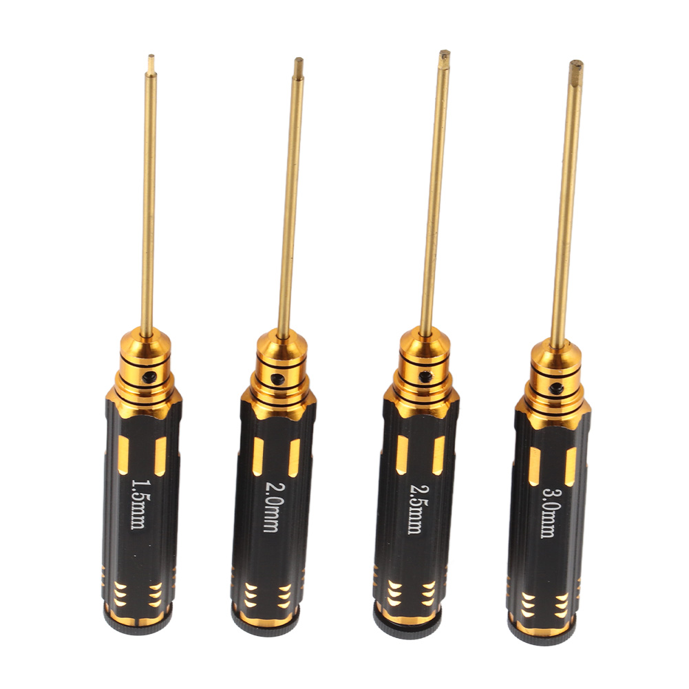 4-teiliges, Titanbeschichtetes, Schwarzes Modellflugzeug-schraubendreher-set, 1,5/2,0/2,5/3,0 Mm