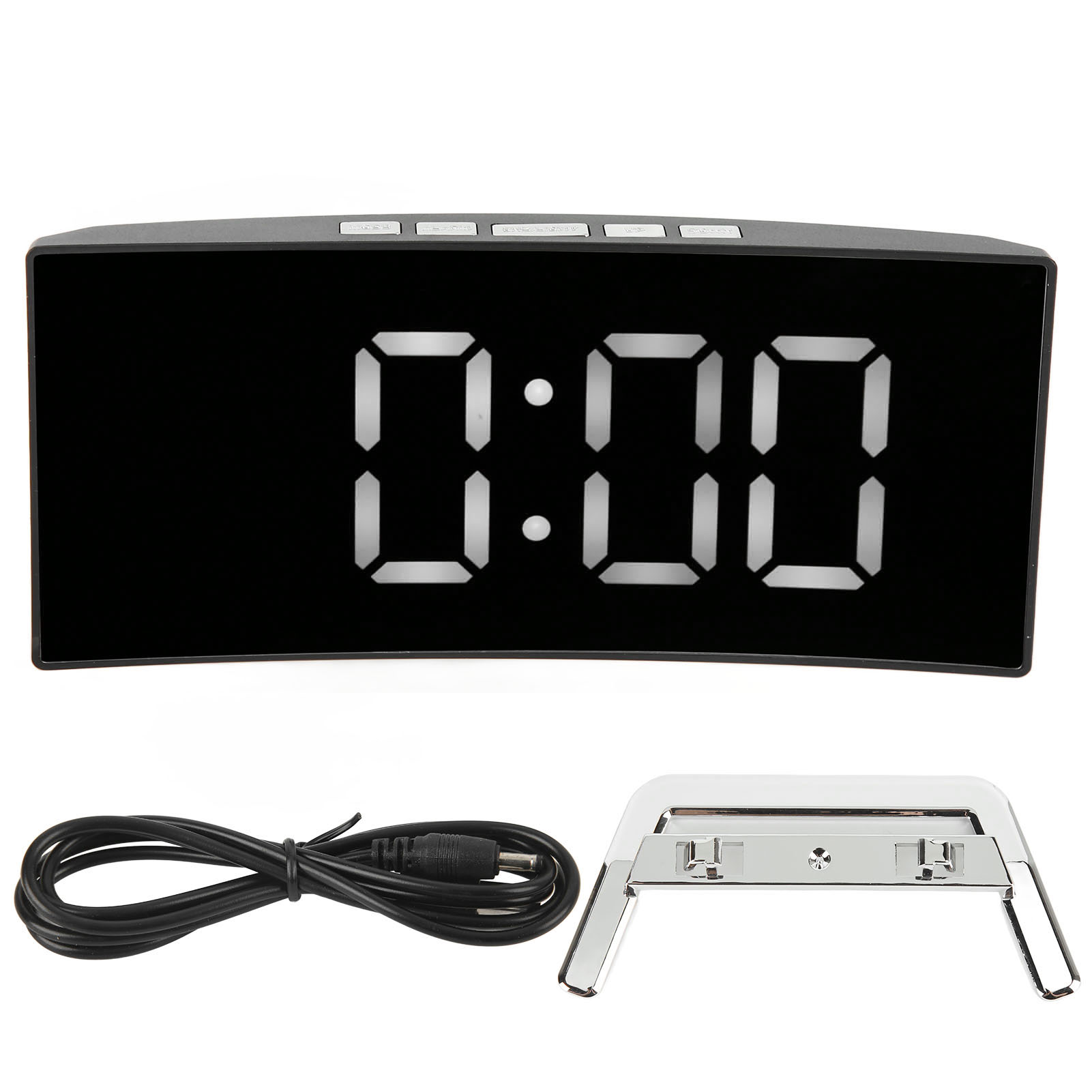 Digitaler Spiegelwecker Mit Gebogenem Led-display, Intelligentem Lichtsensor, Temperaturanzeige, Für Schüler, Weißes Licht