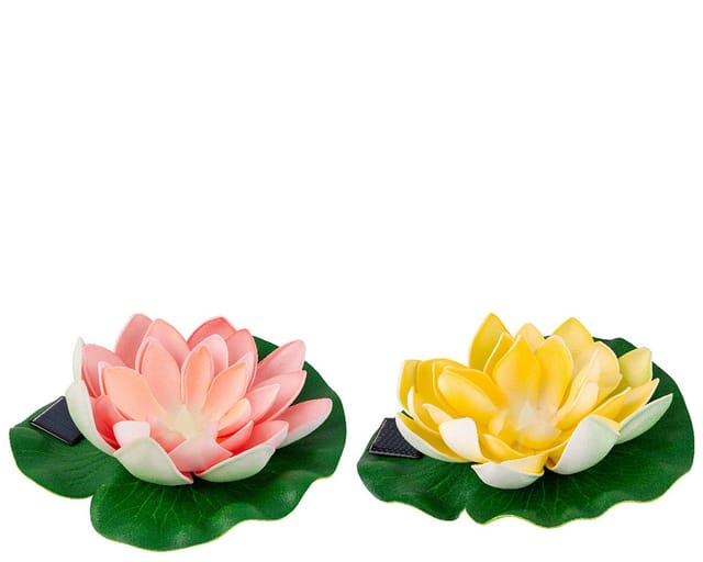 Lumineo LED Solarleuchte, Dauerlicht, warmweiß, Solar Licht LED Seerose 17x6cm Kunststoff Warmweiß 1 Stück sortiert