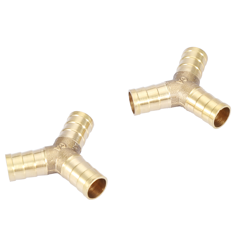 3-wege-y-stück Aus Messing Für Schläuche Mit Widerhakenenden - Wasser, Luft, Gas - Außendurchmesser 12 Mm (2 Stück)