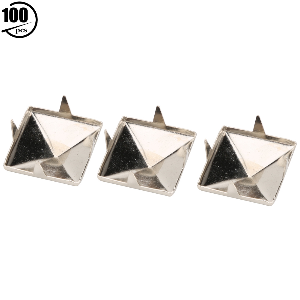 100 Stück Pyramidenförmige Punk-metall-krallennieten Für Kleidung Und Diy-accessoires – Silber, 12 Mm
