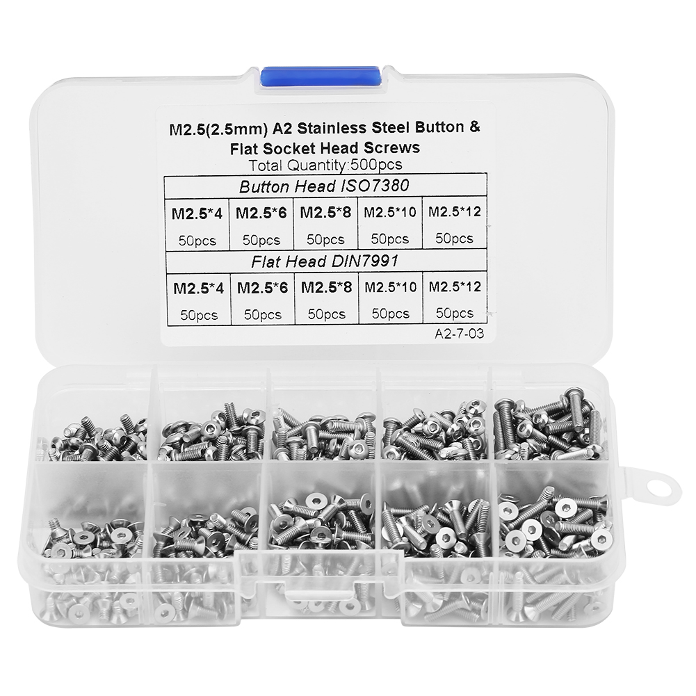 500 Stück M2,5 Sechskant-flachkopfschrauben (4–12 Mm) In Einer Box