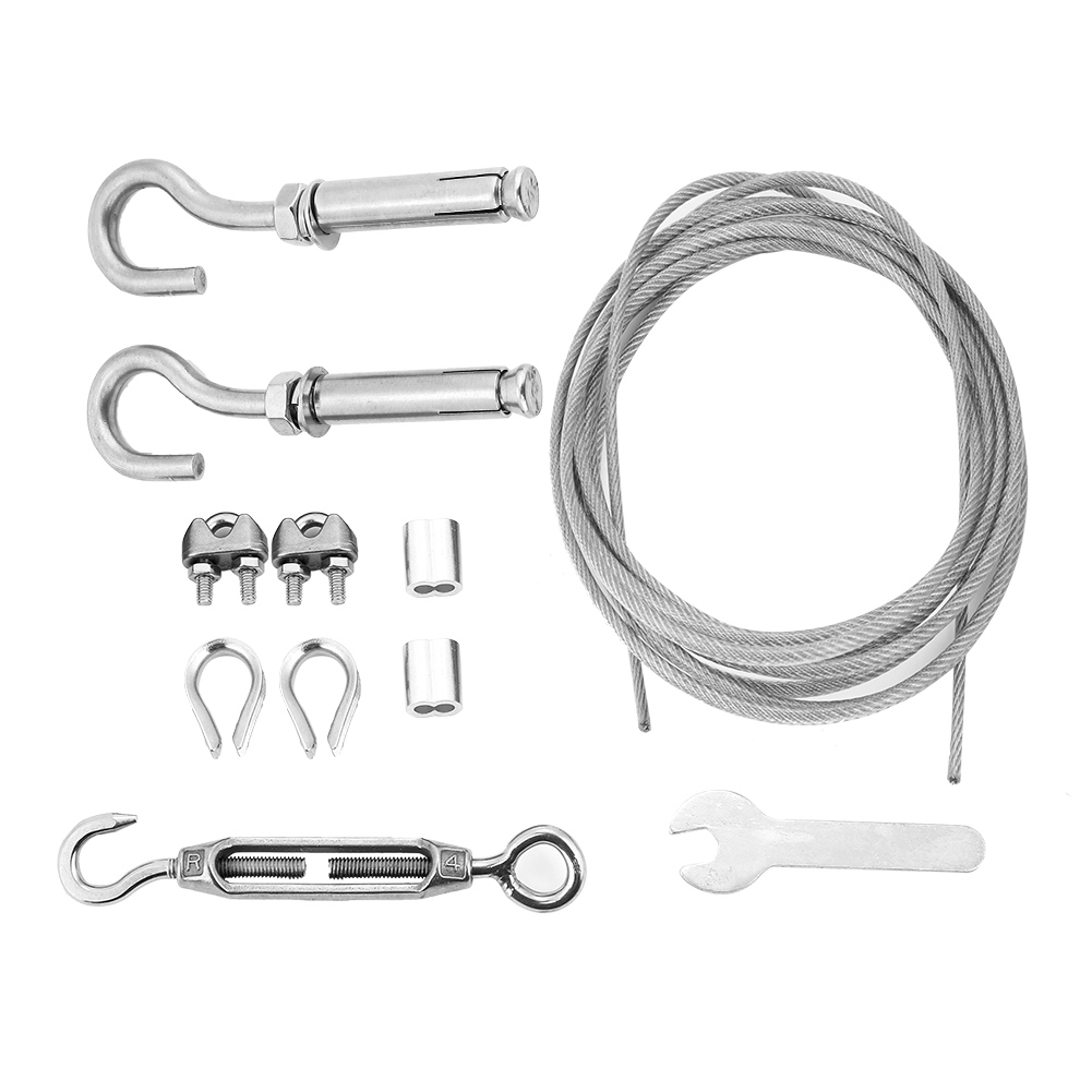 Robuste Wäscheleine Aus Edelstahl Für Den Außenbereich Mit Spannvorrichtung Und Haken (8 Meter)