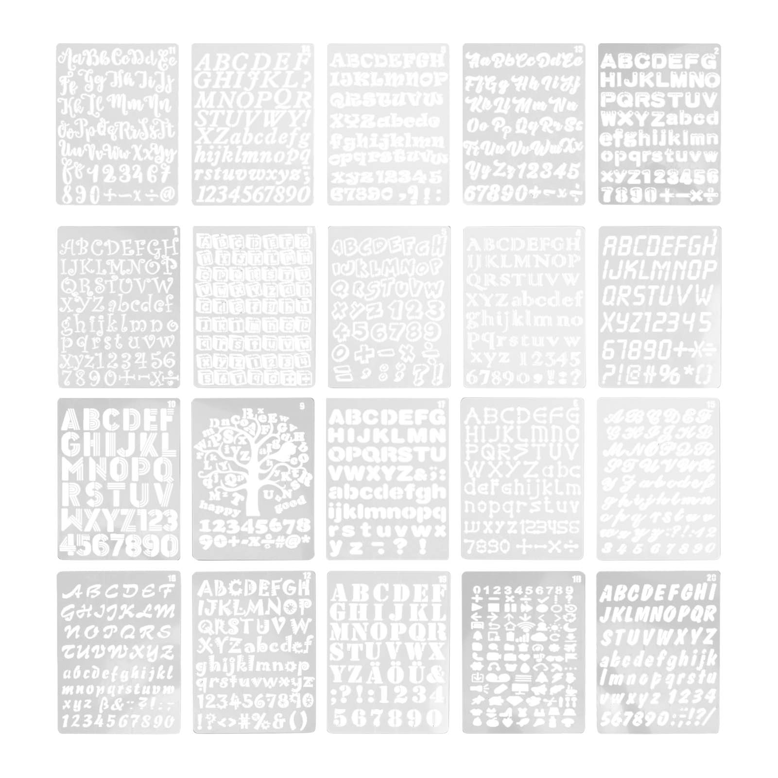 20 Stück Pet-buchstaben- Und Zahlenschablonen Zum Zeichnen Und Basteln