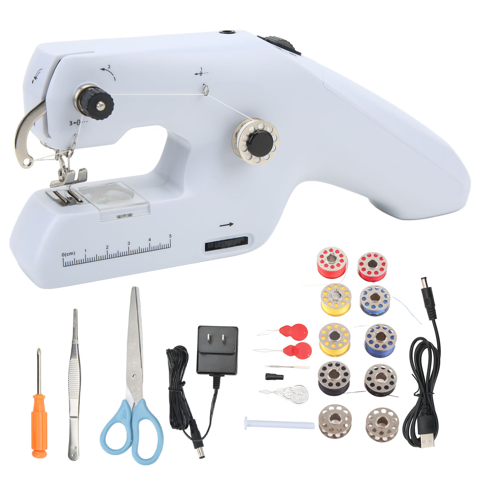 Tragbare Elektrische Nähmaschine Mit Us-stecker – Doppelkabel Und Ergonomischer Griff – 110–240 V