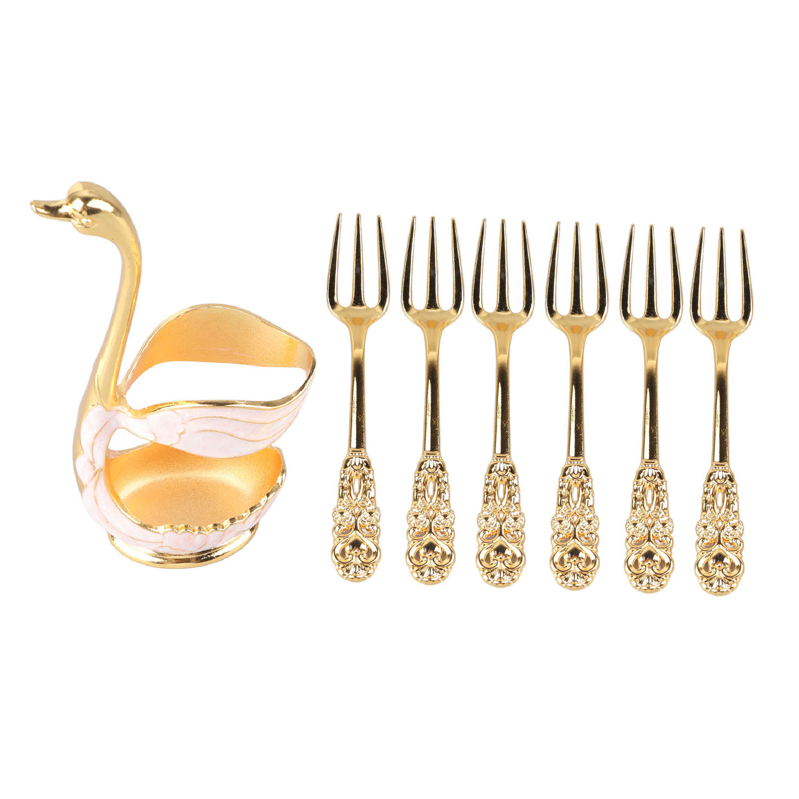 Eleganter, Schwanenförmiger Kaffeelöffelhalter, Hochglanzpolierter Rührstabständer Aus Aluminiumlegierung, Gold-weiß, Für Café/restaurant/büro