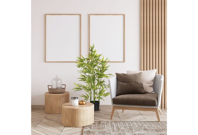 Kunstpflanze Künstliche Pflanze im Topf für den Innenbereich Bambus, HOMCOM, Höhe 90 cm, Deko für Wohnzimmer, Schlafzimmer, Garten