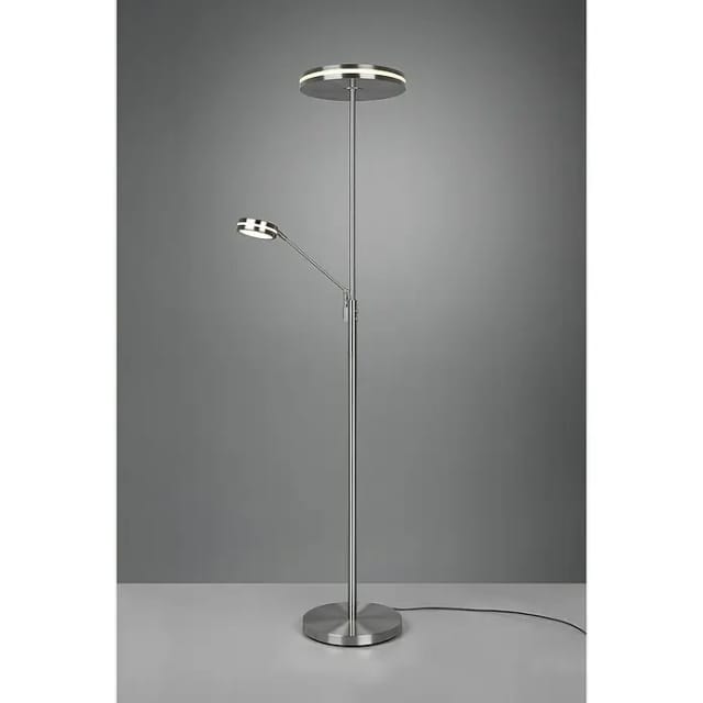TRIO Leuchten LED Deckenfluter, Dimmfunktion Memoryfunktion, LED fest integriert, Stufenlos dimmbar, Warmweiß, Neutralweiß, Steh-Lampe mit schwenkbarer Lese-Lampe getrennt schaltbar, 181cm groß