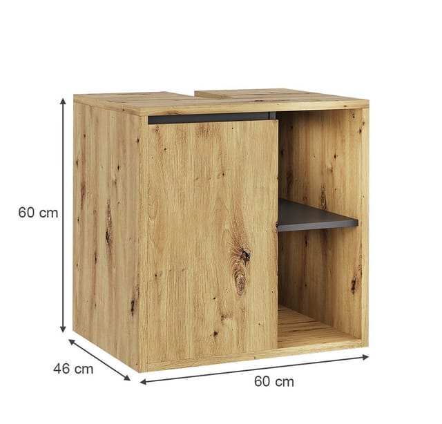 Vicco Waschbeckenunterschrank Viola, Artisan/Grau, 60 x 60 cm mit offenen Regalen (1-St)