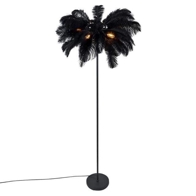 Qazqa Stehlampe Peahen, ohne Leuchtmittel, E14, Schwarz, Art Deco, Stahl, 5-flammig