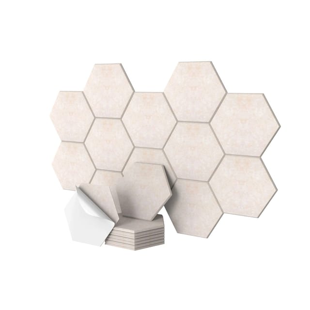 relaxdays Akustikplatte Hexagon Akustikplatten Set selbstklebend, (18-St), Beige, 18 Stück