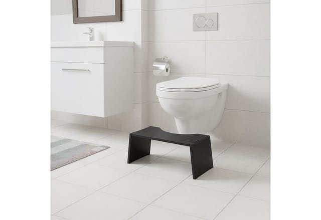 relaxdays Badhocker Klappbarer Toilettenhocker aus Bambus, schwarz