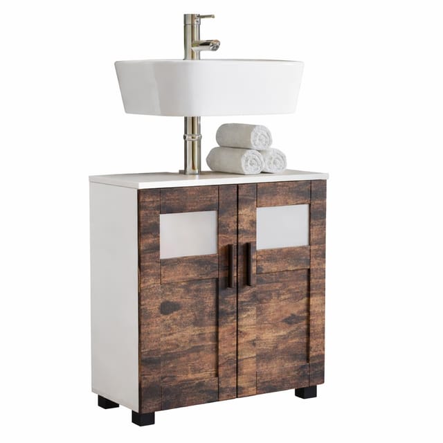 VCM Waschbeckenunterschrank Holz Badschrank Badunterschrank Waschbecken Nilari